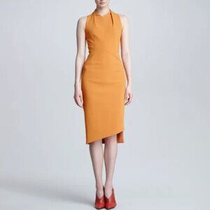 Narciso Rodriguez Sheath Tangerine Dress Cocktail Wedding Guest IT 44 Medium